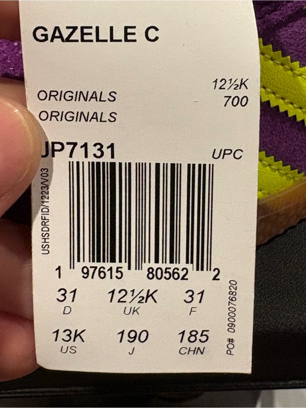 Adidas Gazelle CF EL I Active Purple Solar Yellow Shoes JP7136 Kid Toddler Sz 13 - Picture 11 of 11